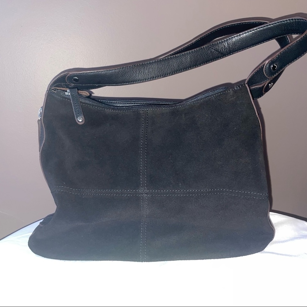TIGNANELLO Suede Black Shoulder Bag - Picture 2 of 11